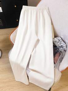 GlowEve CURVE 大码女式休闲拼色直筒裤 - 杏色 - 查看 2