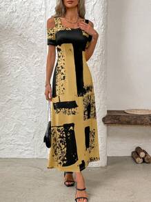 SHEIN LUNE 女式拼色连衣裙，适合夏季长款女装