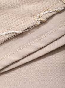 DAZY 女士花卉刺绣网眼拼布荷叶边优雅中长连衣裙 - 米色 - 查看 8