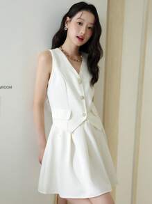 少女夏季休闲蝴蝶结露背上衣和裙子两件套 - 彩色 - 查看 6