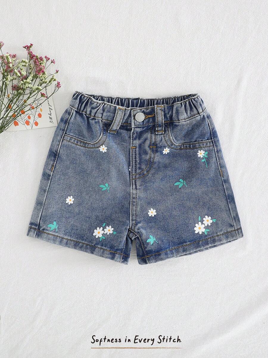 Cozy Pixies Short décontracté avec taille élastique, motif floral pour bébé fille