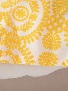 SHEIN Sparklyn Young Girls Summer Fashion Fringe Decor Sleeveless Crop Top And Loose Vintage Print Shorts 2pcs Set Summer Holiday