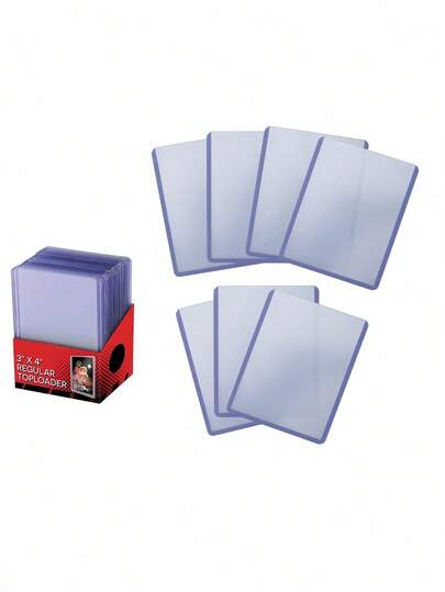 Blue And White Protective Case Baseball Card Protectors Hard Plastic, Premium Card Sleeves For Trading Cards, Card Holder For Sports Baseball Football Game Cards PP Bag Packaging (Paper Case Not Included)