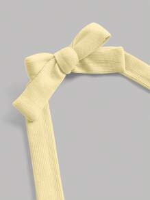 Girlism Teen Girls' Spring & Summer Casual, , All-Match, Daily, Versatile, Teenager Vacation Tube Gathered Elastic Bowknot Fitted Camisole Top Halter Top Yellow Top Bow Top Tie Back Top Ribbed Halter Top - Yellow - View 4