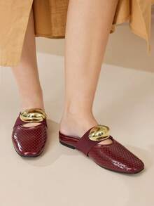 MOTF TRANG TRÍ KIM LOẠI DA PU FALTS - Màu Đỏ Sâu - Xem 5