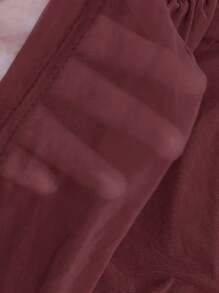 DAZY 女式弹力网眼透视露肩上衣，春夏长袖女式上衣