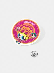 THE POWERPUFF GIRLS X SHEIN 圆形时尚卡通设计胸针 - 紅色 - 查看 4