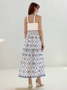 MOTF PREMIUM VÁY XÒE VIỀN SCHIFFY THÊU TƯƠNG PHẢN - trắng - Xem 3