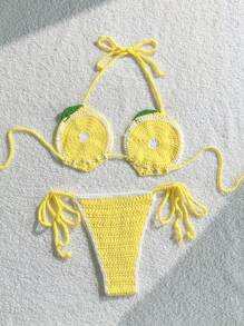 Swim Mod 女士度假海滩柠檬针织罩衫