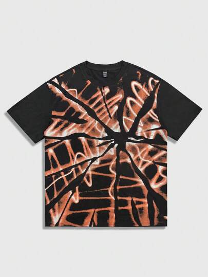 ROMWE MEN Street Life Men's Printed Crew Neck Short Sleeve T-Shirt