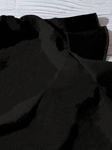 SHEIN CURVE+ Plus Size Women Daily Casual Vacation V-Neck Black Loose Blouse, Summer Vacation Going Out Tops/Autumn /Winter - Black - View 3