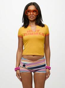 SUMWON WOMEN 彩虹钩针短裤节日沙滩装高腰迷你热裤夏季派对沙滩装 - 彩色 - 查看 1