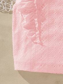 少女休闲优雅可爱提花针织上衣，适合度假、休闲和日常穿着 - 粉色 - 查看 5