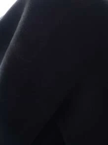 Maija 大码针织毛衣，缺口领，纯黑色，都市百搭修身新款针织上衣，浪漫、时尚、百搭；舒适、时尚、优雅、休闲、简约日常穿着、必备、纯色、假日休闲、得体、单身女士、优雅时尚商务休闲女士秋冬外出上衣 - 黑色 - 查看 7