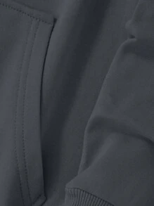 Men's Solid Color Hoodie - Dark Grey - View 5