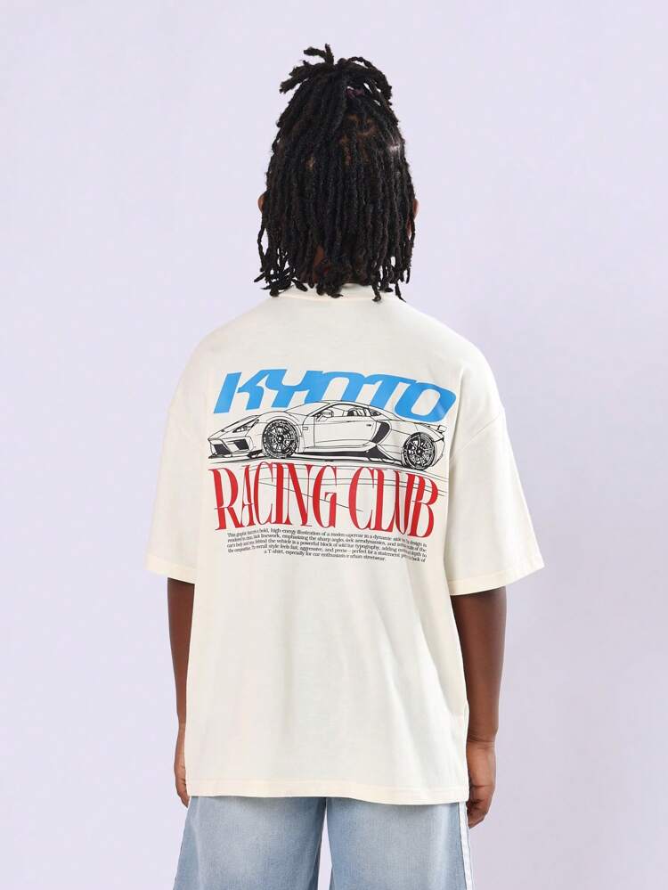 T-shirt a maniche corte in cotone con stampa grafica Supercar e logo Racing Club