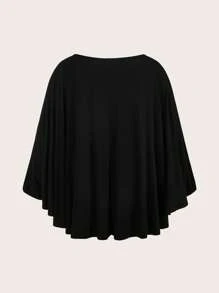 SHEIN BASICS Casual Solid Color Batwing Loose Fit Plus Size T-Shirt