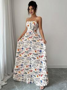 Elenzga 夏季优雅花卉印花百褶系带露背连衣裙 - 彩色 - 查看 6