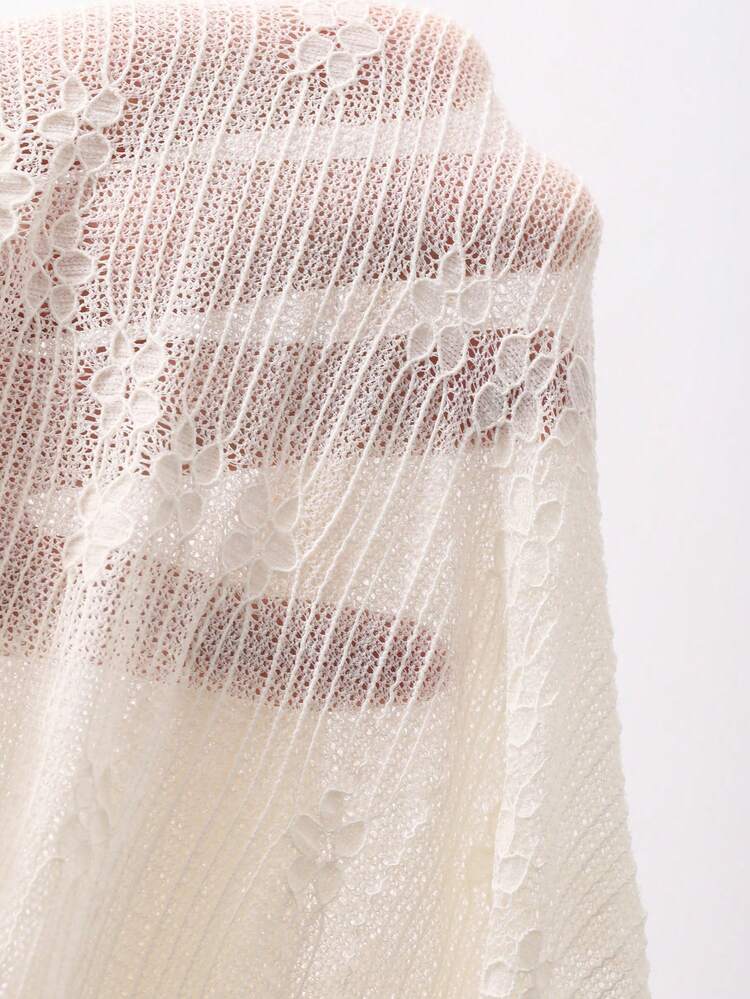 Women Half Turtleneck Floral Embellished Sheer Long Sleeve Casual Blouse