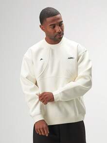 ARC Activewear 超大圆领运动上衣 健身房运动夹克套头衫 - 米色 - 查看 3