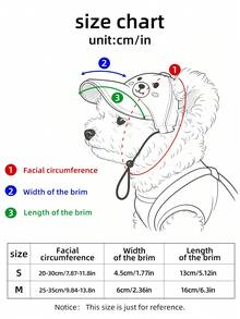 PETSIN 1 件装宠物猫狗通用休闲刺绣爱心棒球帽可爱露耳朵太阳帽狗狗帽子 - 米色 - 查看 3
