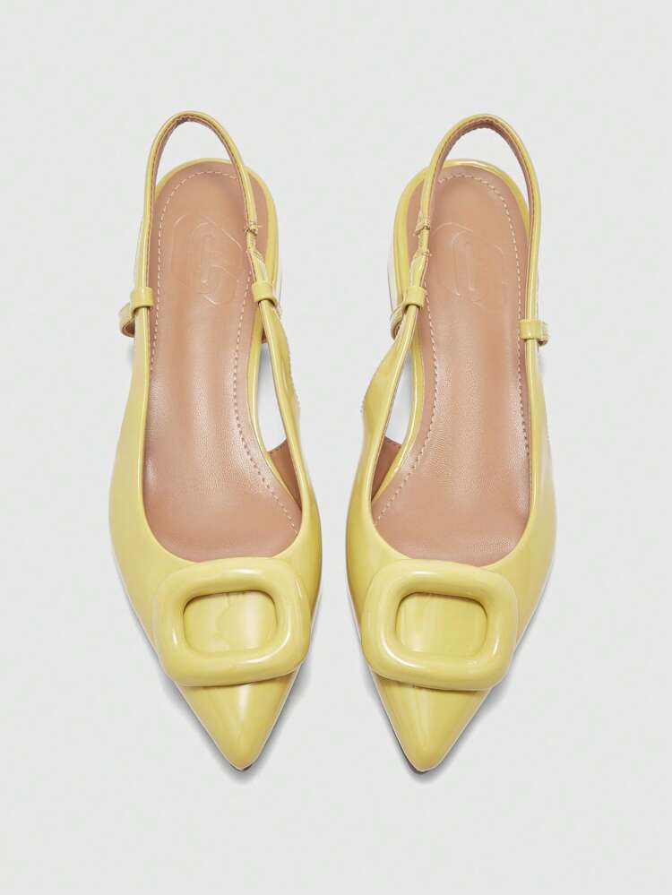 CUCCOO BIZCHIC Women's Pointed Toe Buckle Decor Fashion Flat Shoes For Christmas Spring Shoes