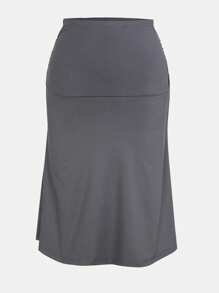 女士弹性腰部休闲A字裙，灰色 - 灰色 - 查看 3