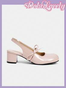 Dola Lovely 粉色甜美丝带和蝴蝶结装饰玛丽珍洛丽塔女鞋 - 粉色 - 查看 8
