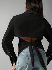 MISSGUIDED Camicia di cotone con bottoni e maniche lunghe, adatta per l'ufficio e ambienti professionali, blusa con colletto