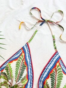 Soleia Áo ba lỗ hở lưng in họa tiết cây dừa và lá cọ nhiệt đới dành cho nữ, thường ngày cho ngày lễ, trà chiều, tiệc tùng, bãi biển, kỳ nghỉ xuân/hè, du ngoạn, lễ hội âm nhạc, phong cách Boho - Nhiều màu - Xem 3