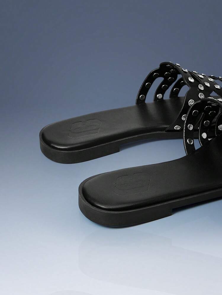 CUCCOO GRLICON Women's Flat Sandals, Y2K Style, Punk Rock, Biker, Cool Girl, Suitable For Halloween, Christmas, Party