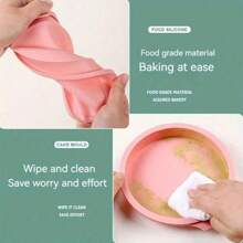 4pcs Round Shape Silicone Cake Molds Set - Non-Stick, Layered, Multi-Size (4''/6''/8''), Bread Pan, Toast Molds, Cake Tray, Kitchen Gadgets, Home Kitchen Essentials, Baking Tools, Easy Release, Space-Saving Design - Pink - View 5
