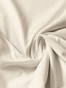 SHEIN EZwear 大码夏季休闲铅笔字母印花短袖 T 恤 - 杏色 - 查看 3