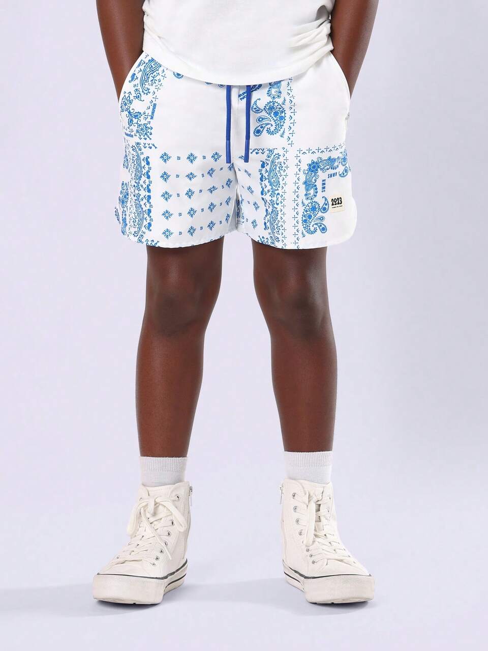 Shorts aus Nylon mit Bandana-Print und elastischer Taille im Relaxed Fit