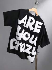 Chillumni 字母印花男士宽松圆领短袖休闲T恤 - 黑色 - 查看 3