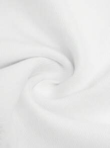 SHEIN MOD Women's Elegant Chic Palace Style White Loose A-Line Gold Button Denim Shorts - White - View 4