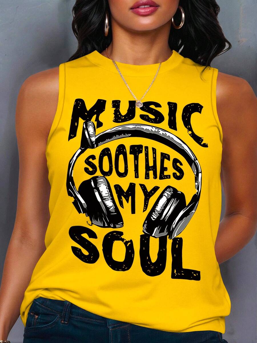 SHEIN LUNE Plus Size Camisole And Tank Top, Fashionable For Summer - Yellow - View 1