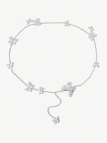 SHEIN SXY Cadena para la cintura con diseño de mariposa para mujer, adecuada para vestidos - Plateado - Ver 1