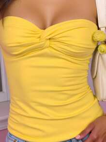 Top tubo giallo da donna, casual e adatto per attività all'aperto