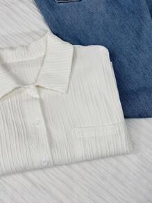 Comfortcana Plus Size Women's Single-Breasted White Woven Loose Casual Shirt,Going Out Tops Women - White - View 6