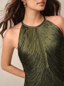 Anewsta Elegant Vintage Bohemian Tassel Maxi Dress, Suitable For Spring, Summer, Holidays, Festivals, Beaches, Parties, And Easter