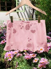 SHEIN Comfortcana Váy mini lưới hồng giản dị và trang trí sequin cho nữ - Hồng - Xem 4