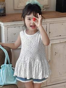 DAZY Young Girls Floral All-Over Print Camisole Top, Young Girl Autumn Clothes - White - View 1