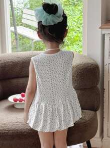DAZY Young Girls Floral All-Over Print Camisole Top, Young Girl Autumn Clothes - White - View 2