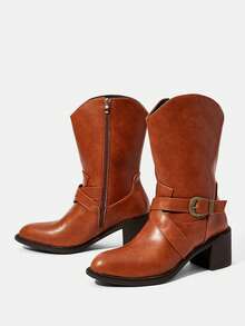 Styleloop New Women European & American Style Rider Boots, Thick Sole Anti-Slip Durable, Soft & Comfortable Ladies Boots - Brown - View 3