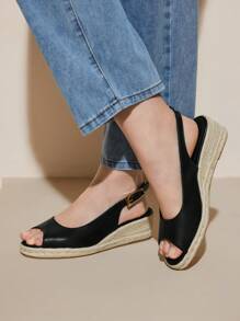 CUCCOO CURVES 加大码宽版凉鞋，厚底绳趾环，后带，夏季度假凉鞋