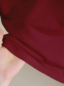 TrendSteals 2pcs Women Sets Raglan Sleeve Casual Loose Fit Short Sleeve T-Shirts - Burgundy - View 4