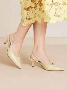 MOTF PREMIUM GIÀY CAO GÓT MŨI NHỎ ĐƠN GIẢN DÀNH CHO NỮ, THÍCH HỢP CHO VIỆC ĐI LẠI HÀNG NGÀY - Màu vàng - Xem 1