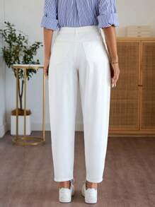 EMERY ROSE 女式口袋喇叭裤休闲七分裤长牛仔裤 - 白色 - 查看 2