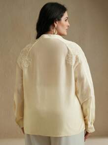 Anewsta New Design Embroidered Elegant Niche Women Shirt, Butter Yellow - Yellow - View 7
